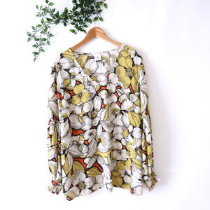 CAbi Floral Blouse - Yellow, Black, White, Orange